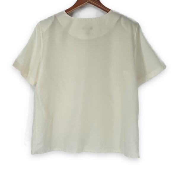 Vintage 90s Inseparables Short Sleeve Chiffon Blouse Ivory Medium/Large - Picture 2 of 8